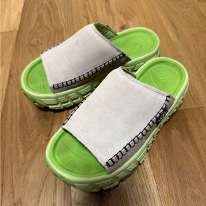 UGG Green and Cream Slide Sandals